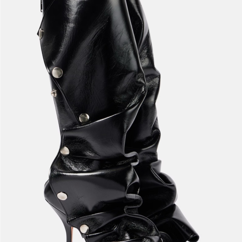 Y/Project Black Leather Snap Boots